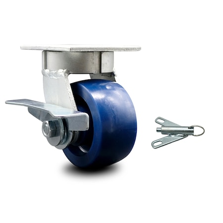 Service Caster 4 Inch Kingpinless Solid Poly Wheel Swivel Caster with Brake and Swivel Lock SCC SCC-KP30S420-SPUR-SLB-BSL